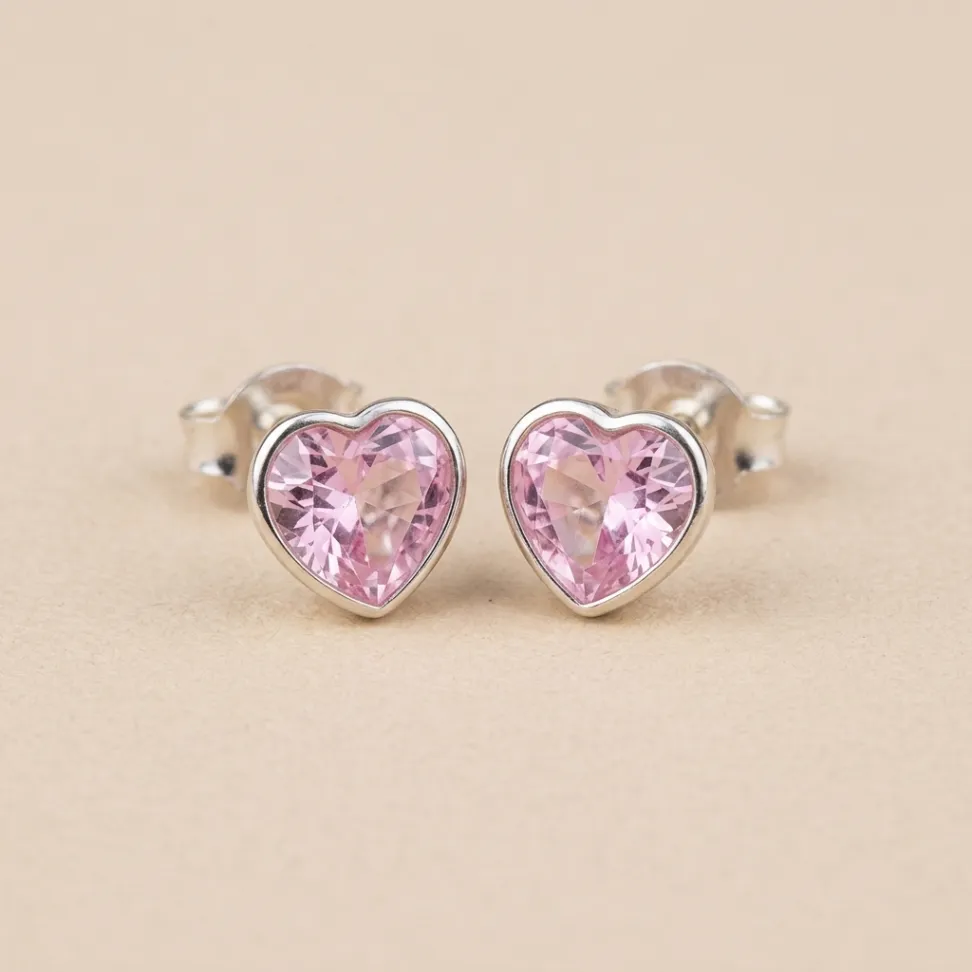 Brinco Coração Rosa (P)
