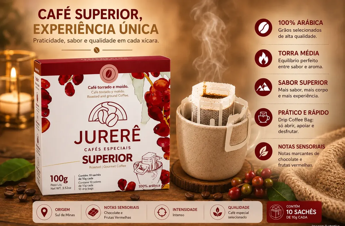 Café Jurerê Drip Coffee Bag Jurere Superior 100g - 10Un de 10g