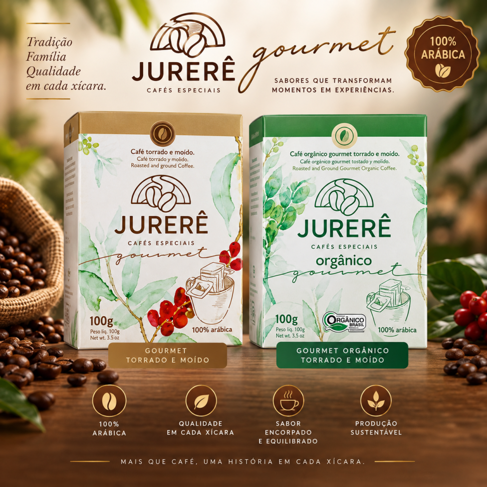 Café Jurerê Linha Gourmet Drip Coffee Bag Jurerê Gourmet e Jurere Orgânico Gourmet 100Gr - 10 Un de 10g