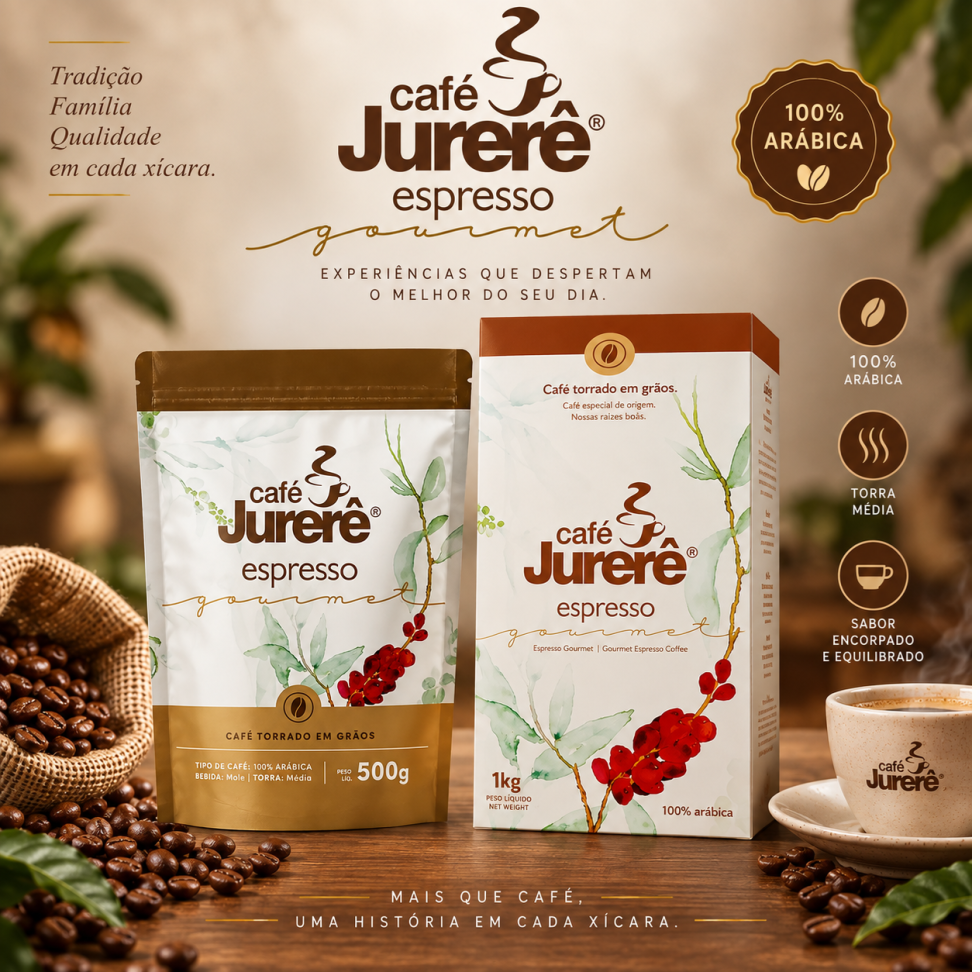 Café Jurerê Linha Gourmet Jurere Espresso Gourmet T.G. 500g e 1kg ( Torrado em Grâos )