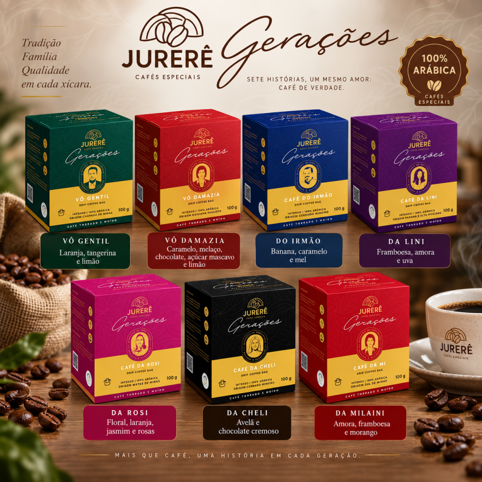 Café Jurerê Linha Gerações Drip Coffee Bag 100g - 10Un de 10g