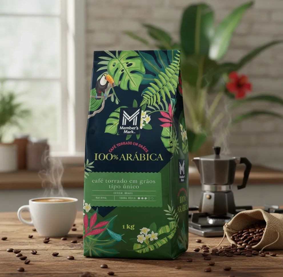 Café Arábica Em Grãos Torra Média Member's Mark 1kg
