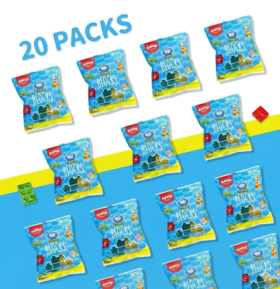 Balas Gelatinosas Gummy Blocks 4d Frutas S/glúten - 500g