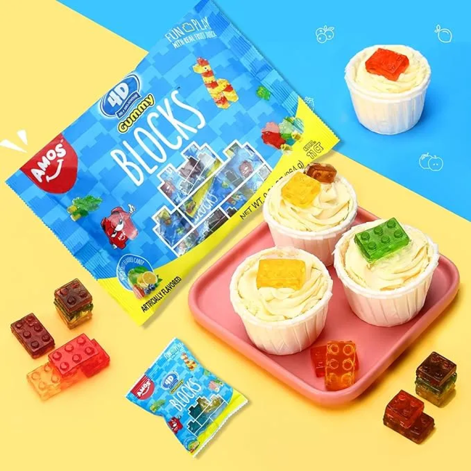 Balas Gelatinosas Gummy Blocks 4d Frutas S/glúten - 500g - #5