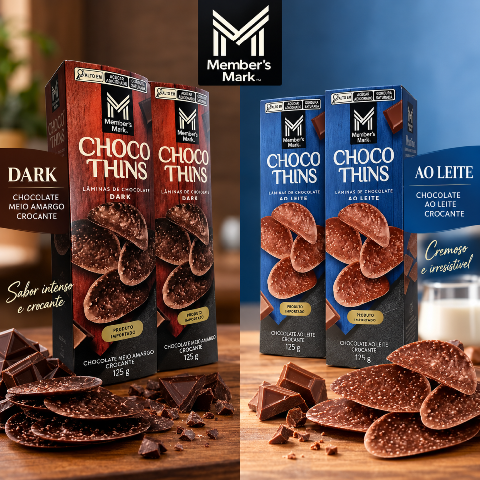Choco Thins Ao Leite ou Dark  2x125g Member's Mark