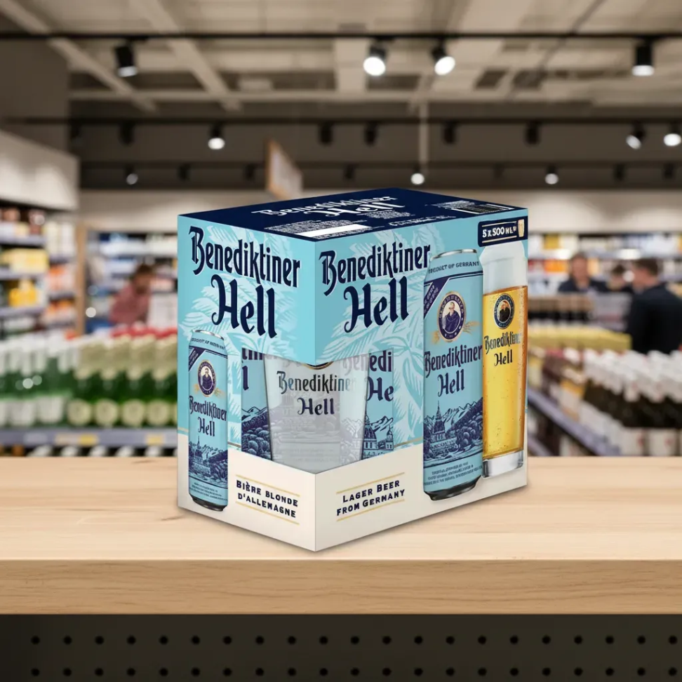 Kit Cerveja Benediktiner Hell 5 Latas 500ml E Copo De Vidro - #3