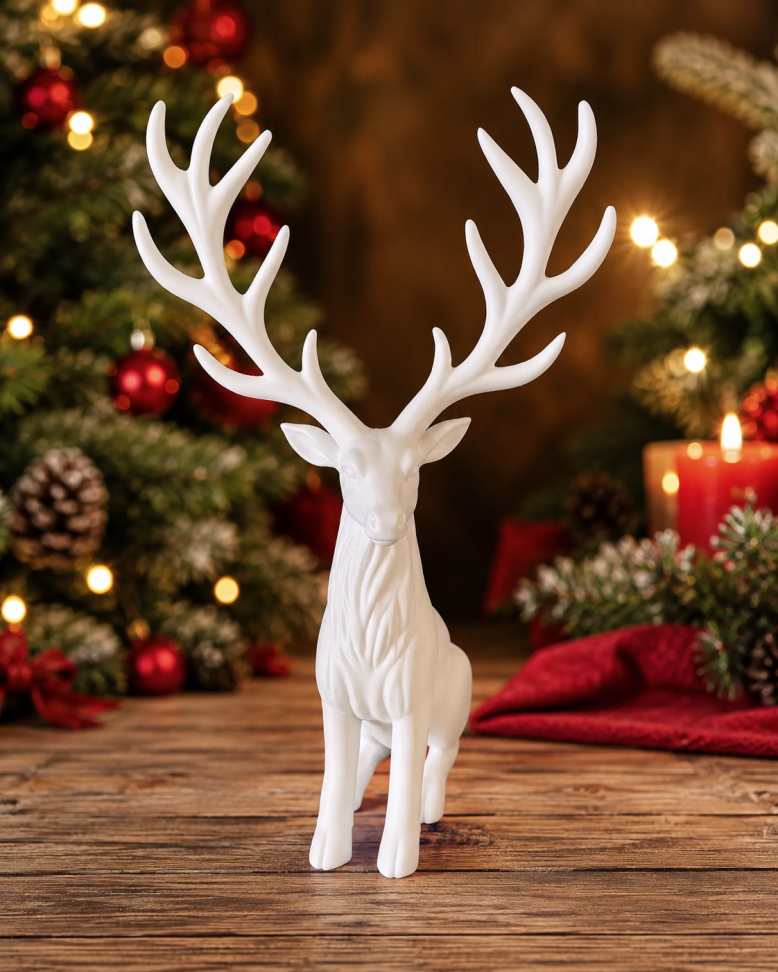 Rena Majestade de Inverno | Escultura Decorativa de Natal