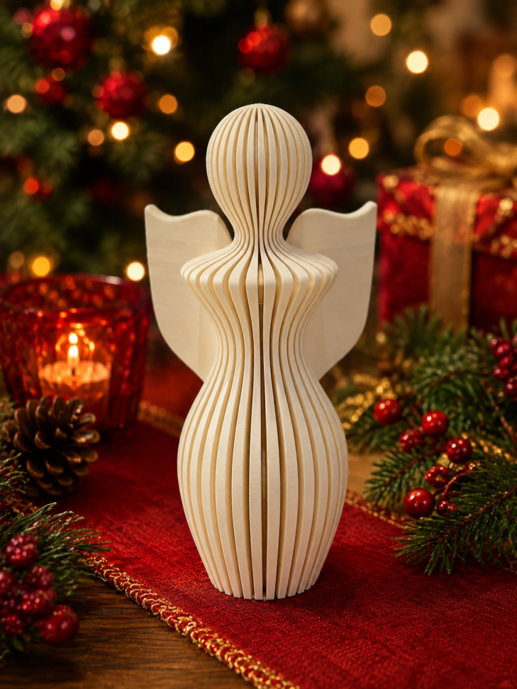 Anjo Natalino Decorativo Canelado | Decoração de Mesa
