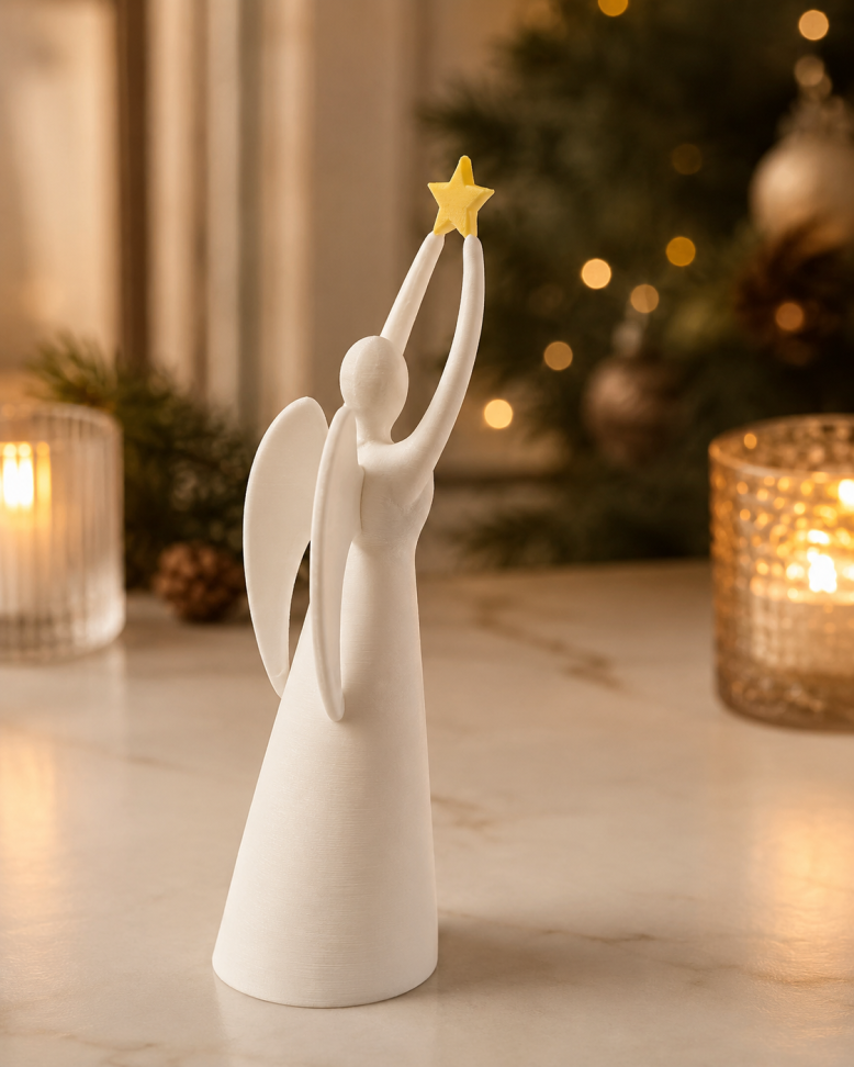 Anjo Natalino com Estrela | Decoração de Natal para Mesa