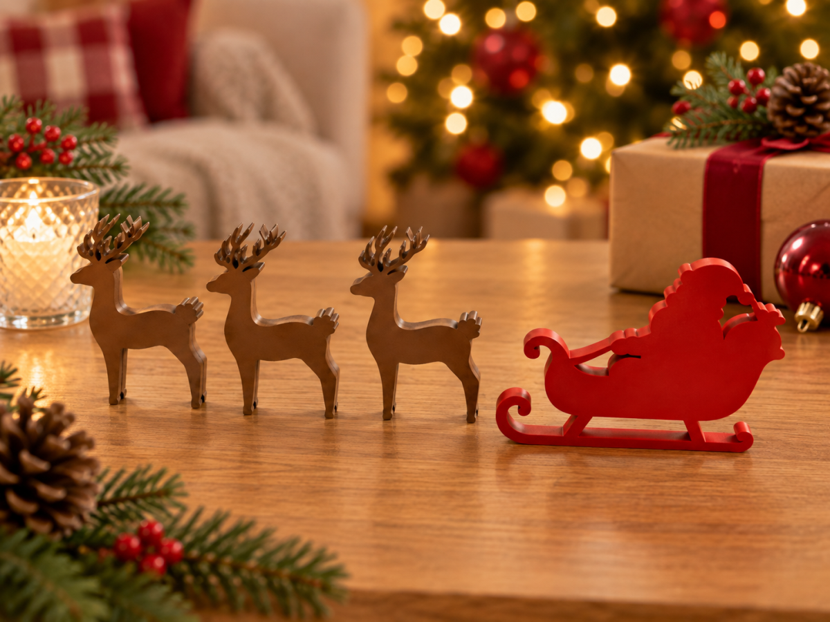 Conjunto de Renas e Trenó do Papai Noel | Decoração de Natal - #3