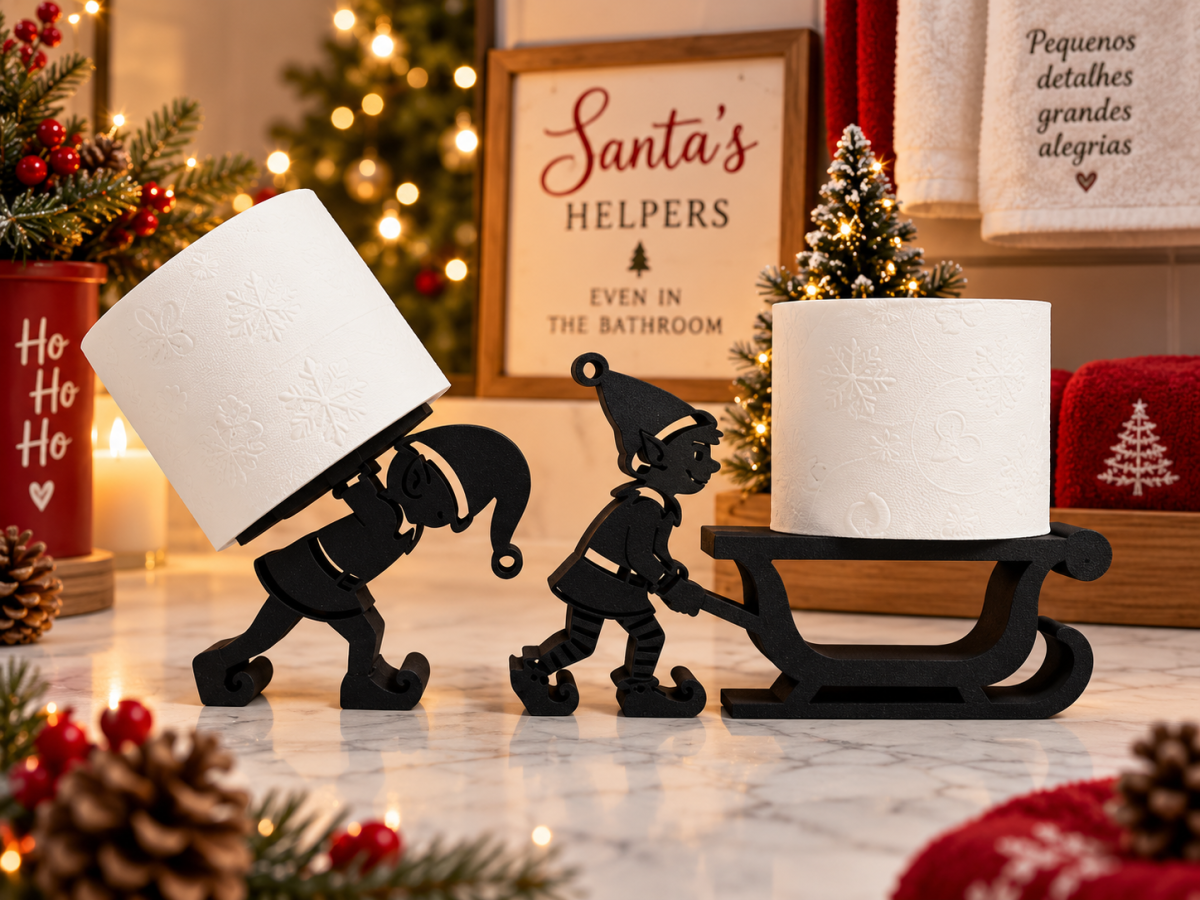 Porta-Papel Higiênico Elfos de Natal | Decoração Natalina Divertida