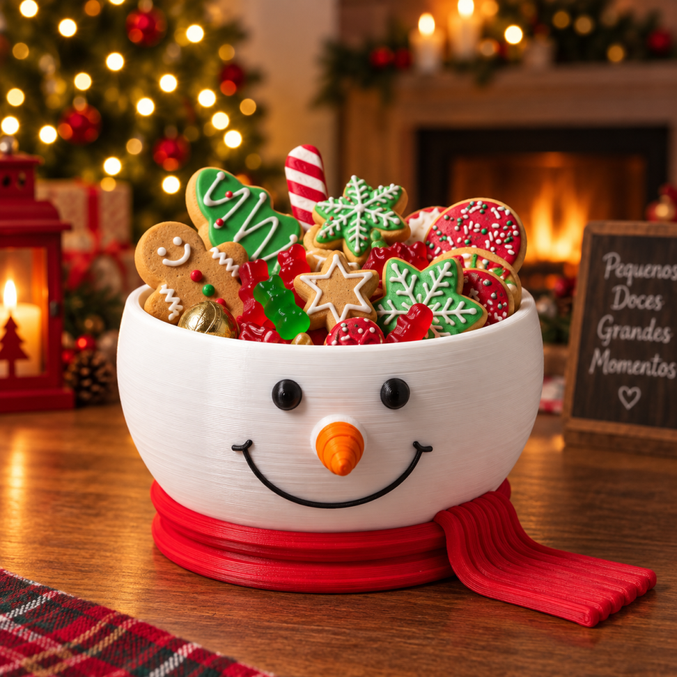 Porta-Doces Boneco de Neve Natalino | Decoração de Natal