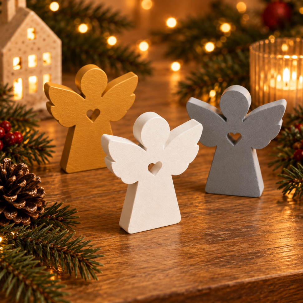 Anjo Natalino com Coração | Decoração de Natal