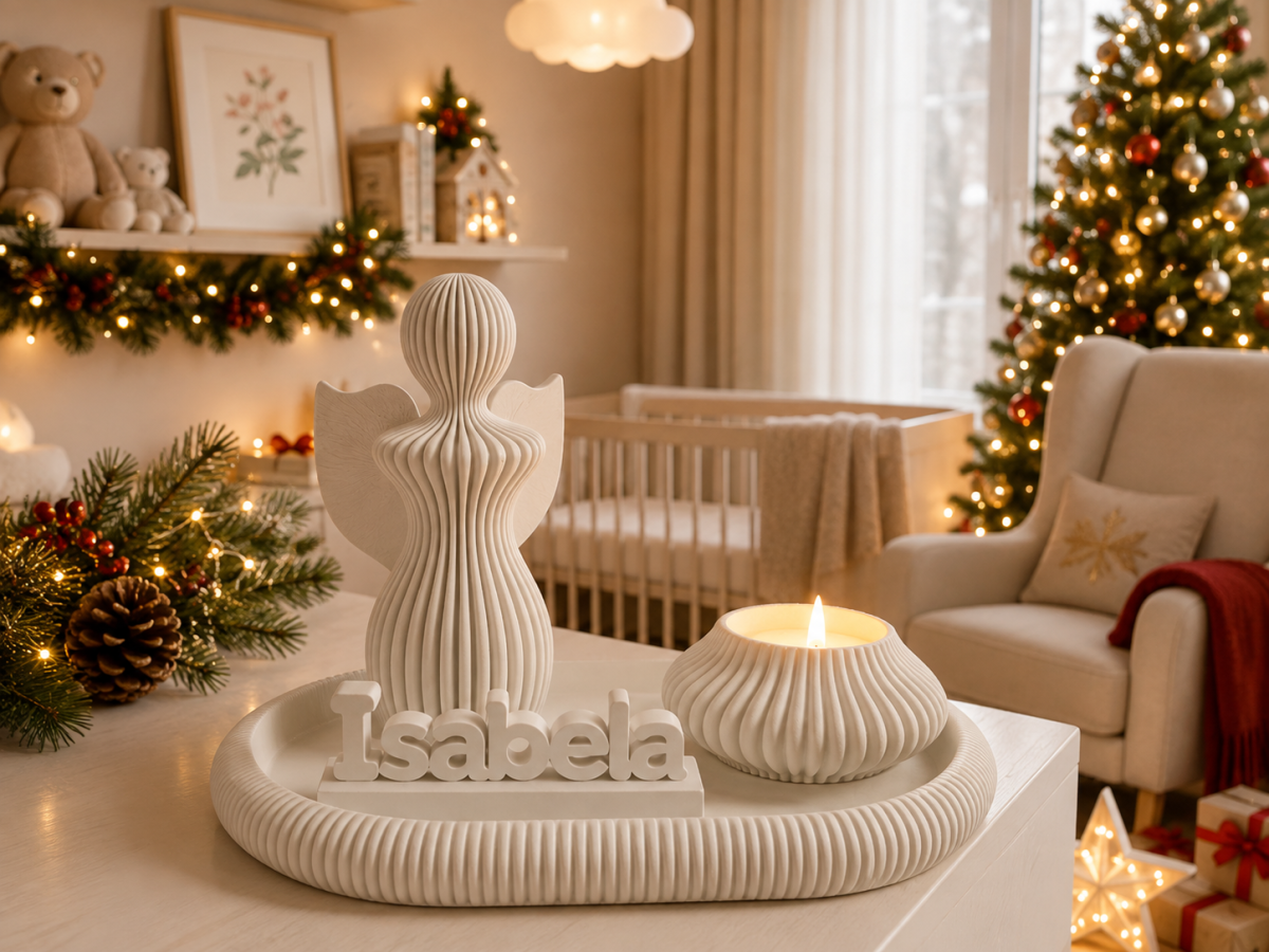 Anjo Natalino Decorativo Canelado | Decoração de Mesa