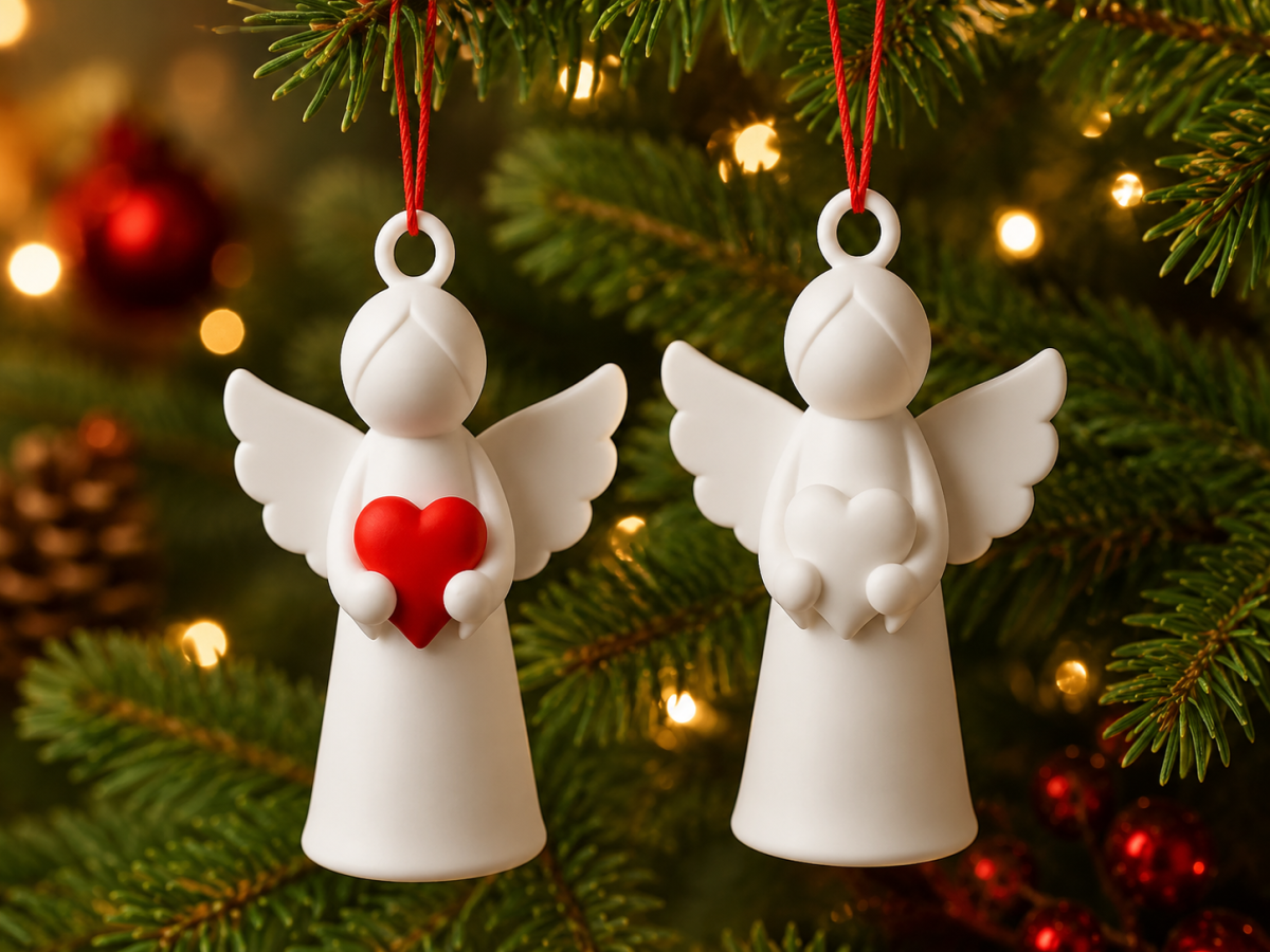Enfeite Anjo Natalino com Coração | Pendente para Árvore de Natal