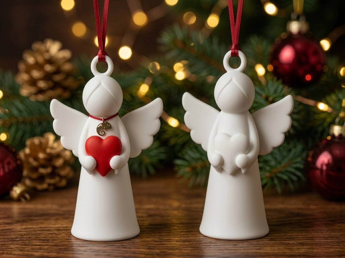 Enfeite Anjo Natalino com Coração | Pendente para Árvore de Natal