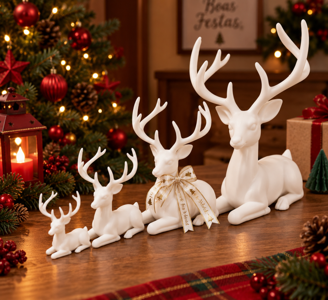 Rena Natalina Deitada | Escultura Decorativa de Natal