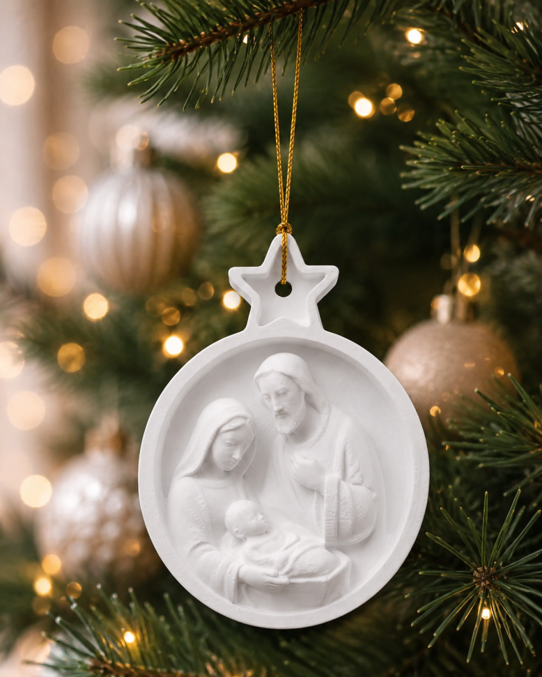 Enfeite de Natal Sagrada Família | Pendente para Árvore