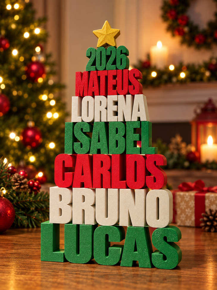 Árvore de Natal Personalizada com Nomes | Decoração 2026