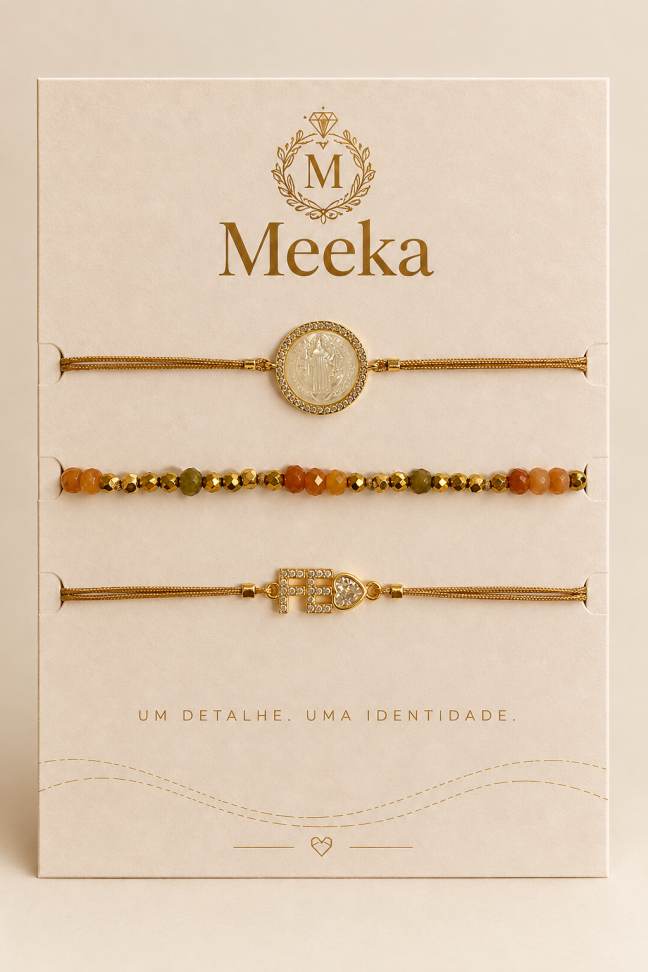 Kit 3 pulseiras São Bento em Madrepérola
