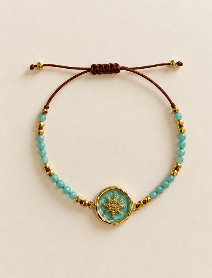 Pulseira Azul Tiffany com pingente de estrela