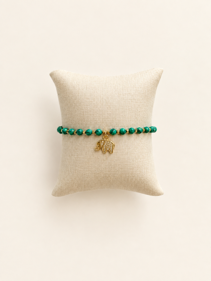 Pulseira elefante e pedras naturais