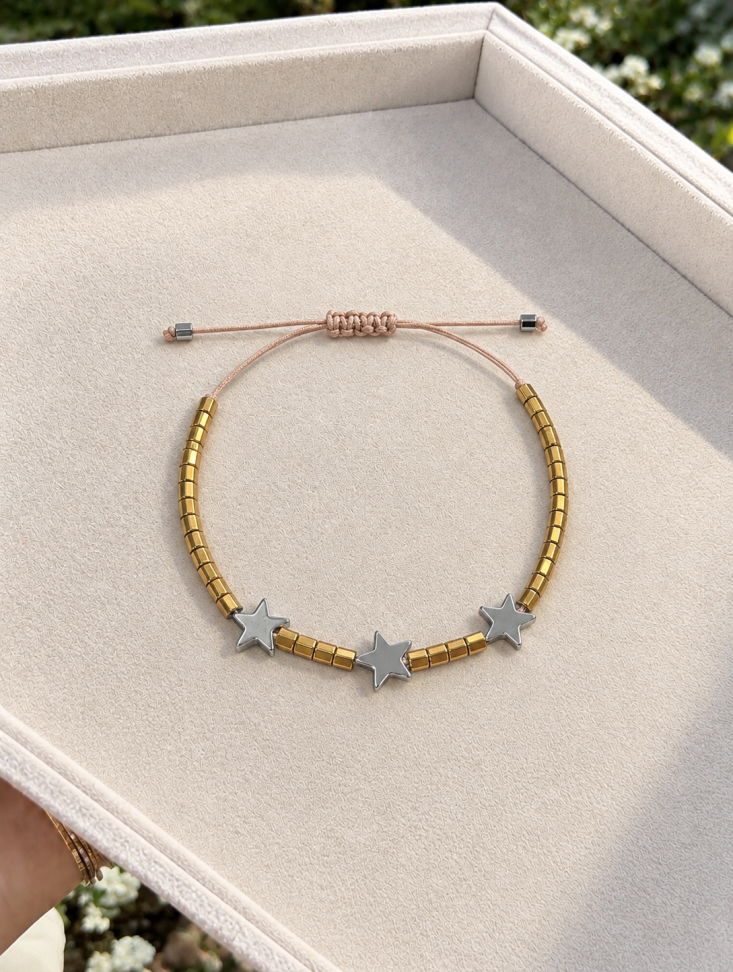 Pulseira hematita estrelas