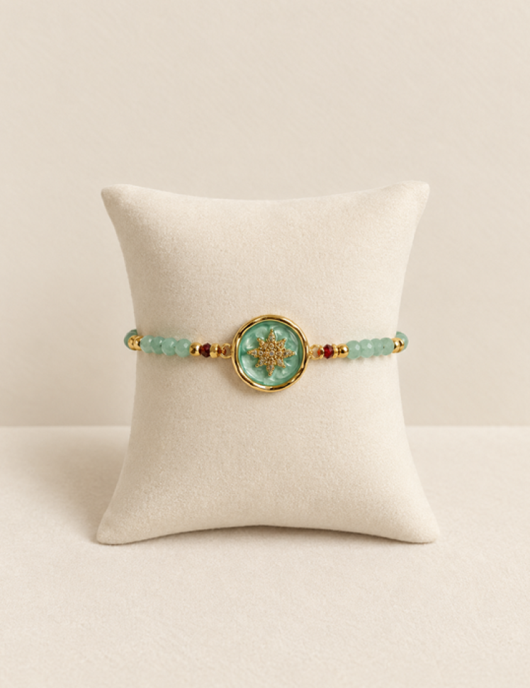 Pulseira Azul Tiffany com pingente de estrela