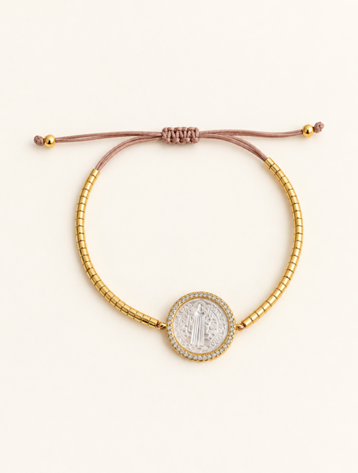 Pulseira Madrepérola Medalha de São Bento