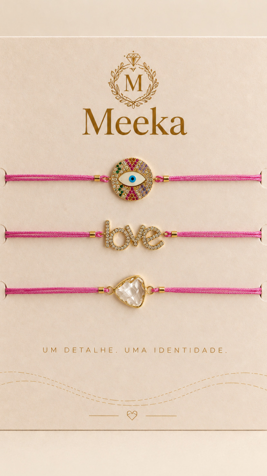 Kit 3 Pulseiras Pink Love