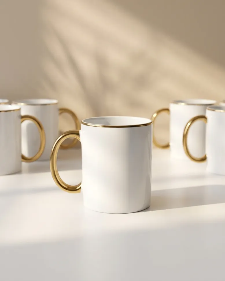 CANECA - Gold com detalhes cromado dourado | Personalizado