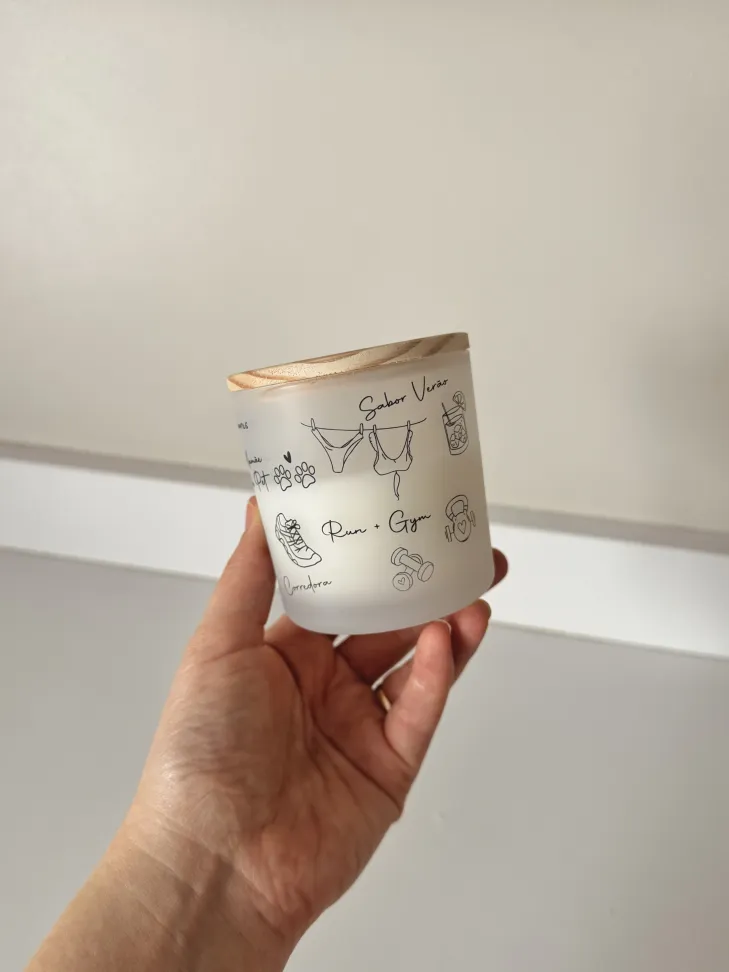 VELA - De 150g tampa de pinus, vidro estampado | PERSONALIZADO - #3