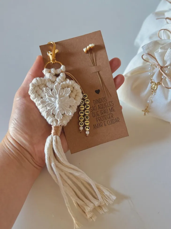 CAIXA CONVITE - Chaveiro, Vela 40g, Sachê de Linho | Batizado, Crisma, Casamento - #3