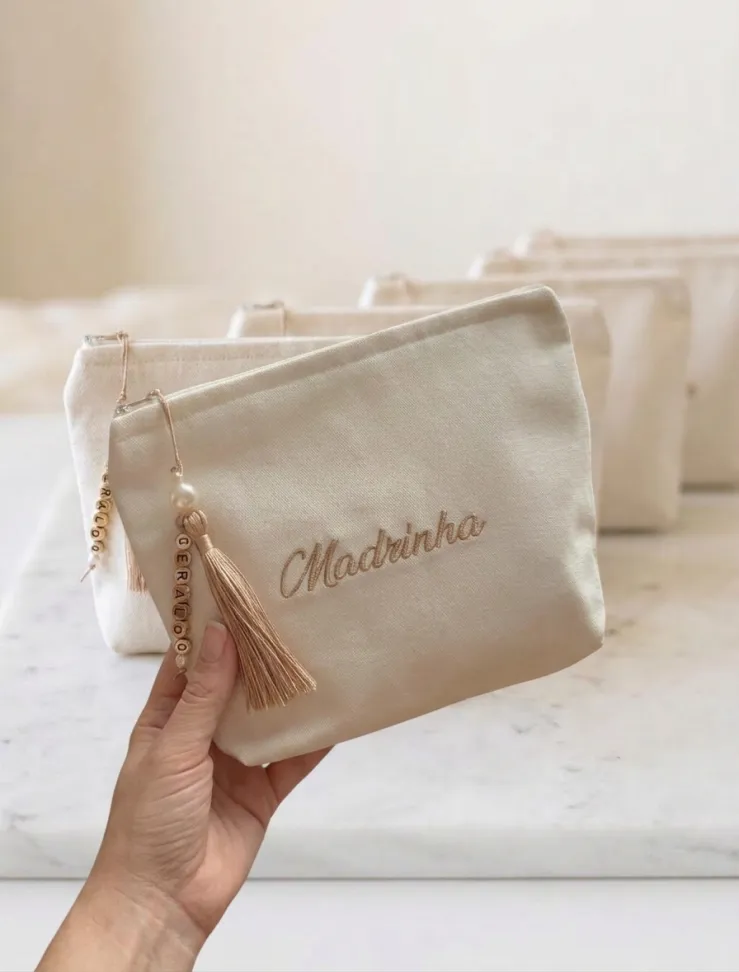 MADRINHA - Necesser de linho com pingente | Personalizado