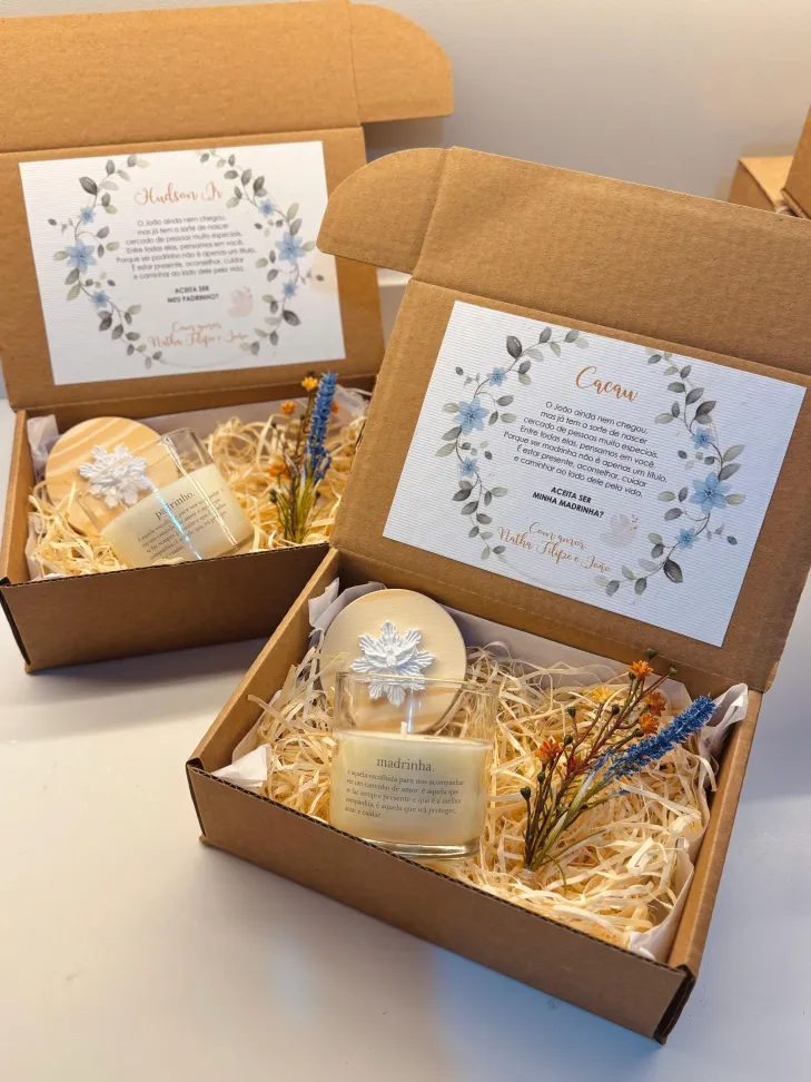 CAIXA CONVITE - Vela 100g com mini buquê de flores | Batizado, Crisma, Casamento - #4
