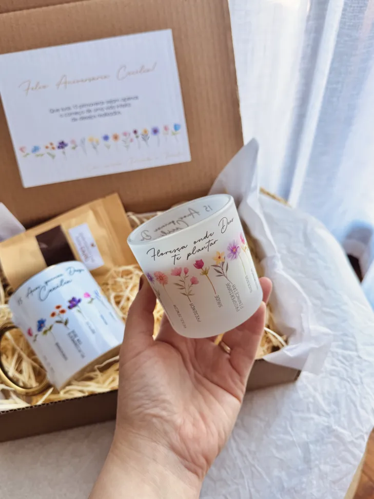 VELA - De 150g tampa de pinus, vidro estampado | PERSONALIZADO - #5