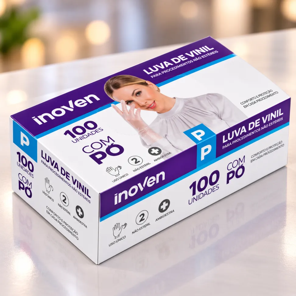 Luva Vinil Tamanho P Talcada Inoven Cx. 100 Unidades - #1