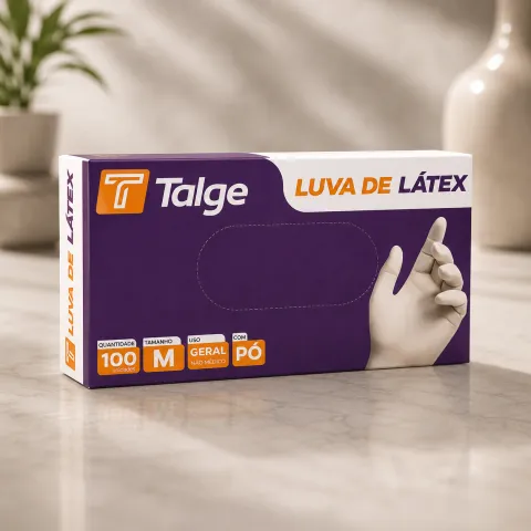 Luva Latéx Tamanho M Talcada Talge Cx. 100 Unidades