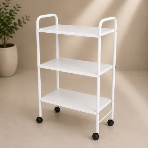 Carrinho Auxiliar Estética Branco 3 Tampos