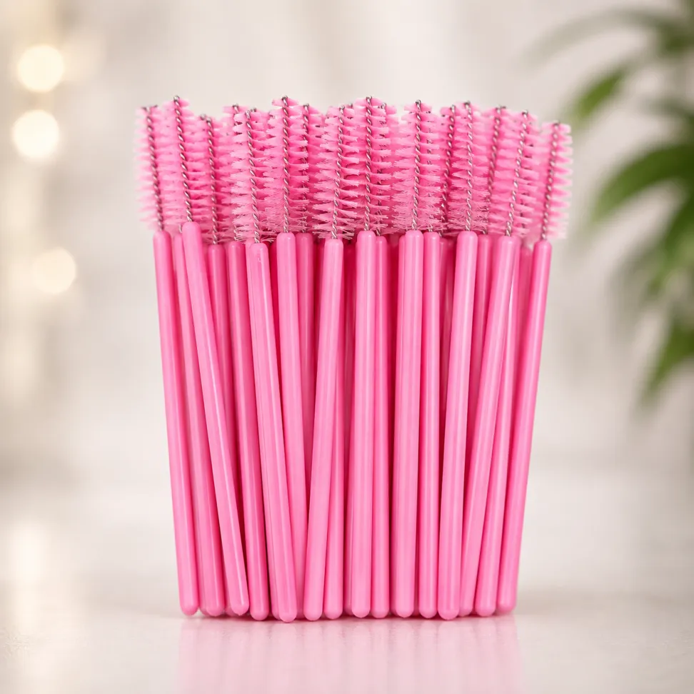 Escovinha para Cílios Descartável Rosa Bebe 50 Unidades - #1