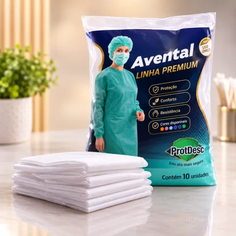 Avental Descartável Branco SM Protdesc Pct. 10 Unidades