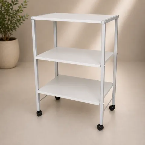 Carrinho Auxiliar Estética Branco Luxo 3 Tampos
