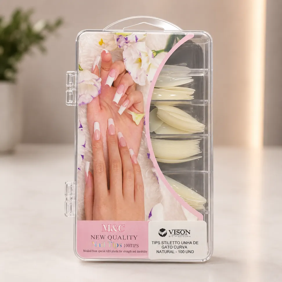 Unha Postiça Stiletto Leitosa Unha de Gato Cx. 100 Unidades - #1