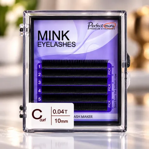 Cílios Mink Fio a Fio 10mm Curvatura C 0.04T 6 Linhas
