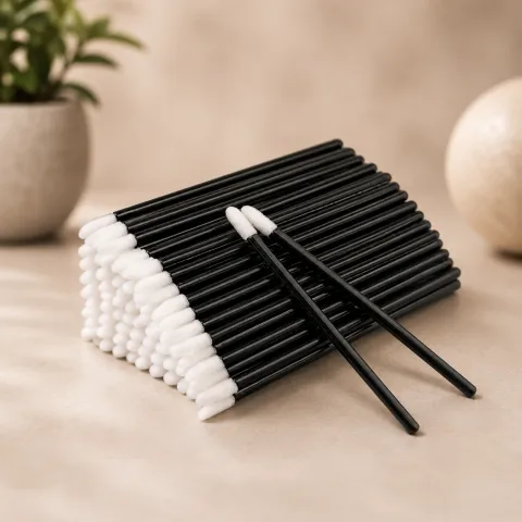 Pincel Aplicador Descartável Batom Gloss Preto Pct. 50 Unidades