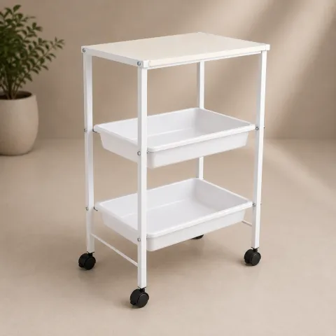 Carrinho Auxiliar Estética Branco Luxo 1 Tampo