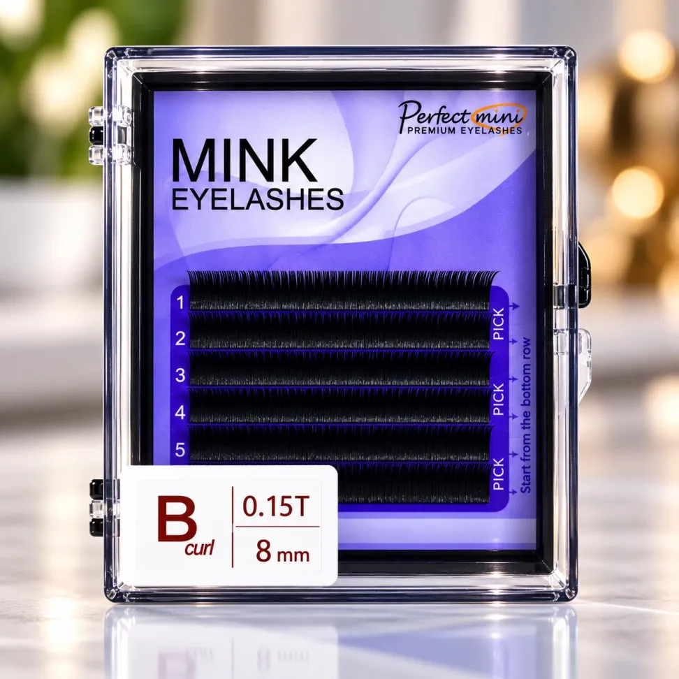Cílios Mink Fio a Fio 8mm Curvatura B 0.15T 6 Linhas - #1