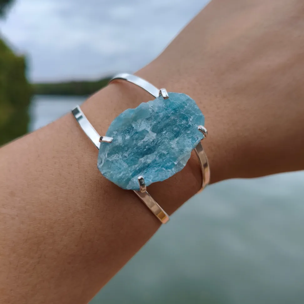 Bracelete Folheado a Prata: Água Marinha - #1