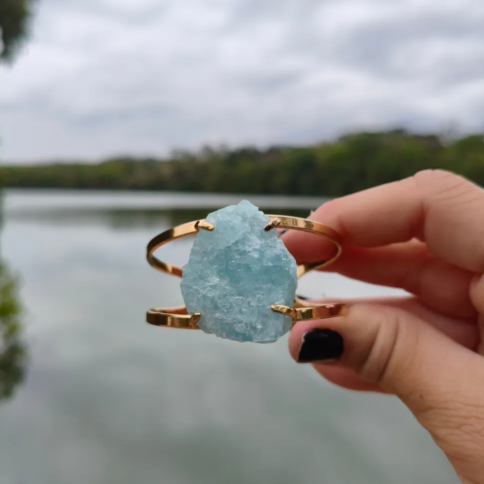 Bracelete Folheado a Ouro: Água Marinha - #5