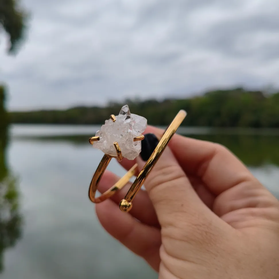 Bracelete Folheado a Ouro: Quartzo Cristal - #4